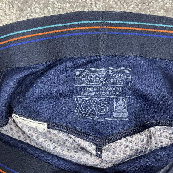 Patagonia Leggings Womens XXS Capilene Midweight Base Layer Graphic Print Blue - Picture 2 of 8